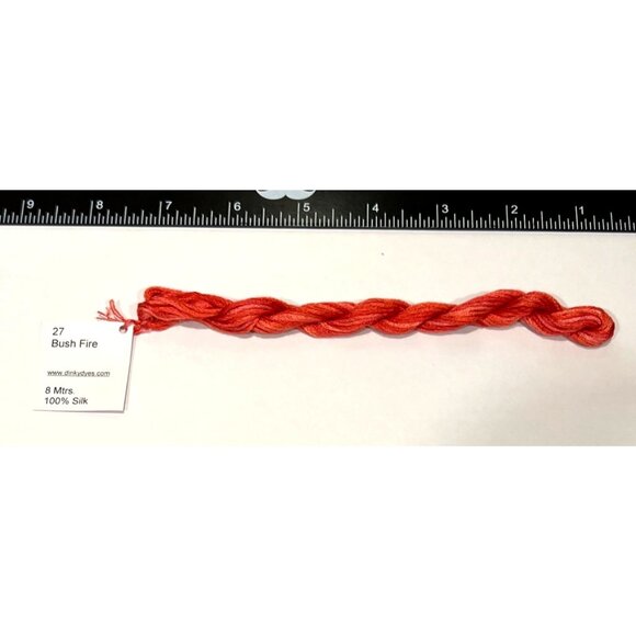 Dinky Dyes #27 Bush Fire 100% Silk Embroidery Thread 8 Mtrs Cross Stitch - Picture 2 of 2